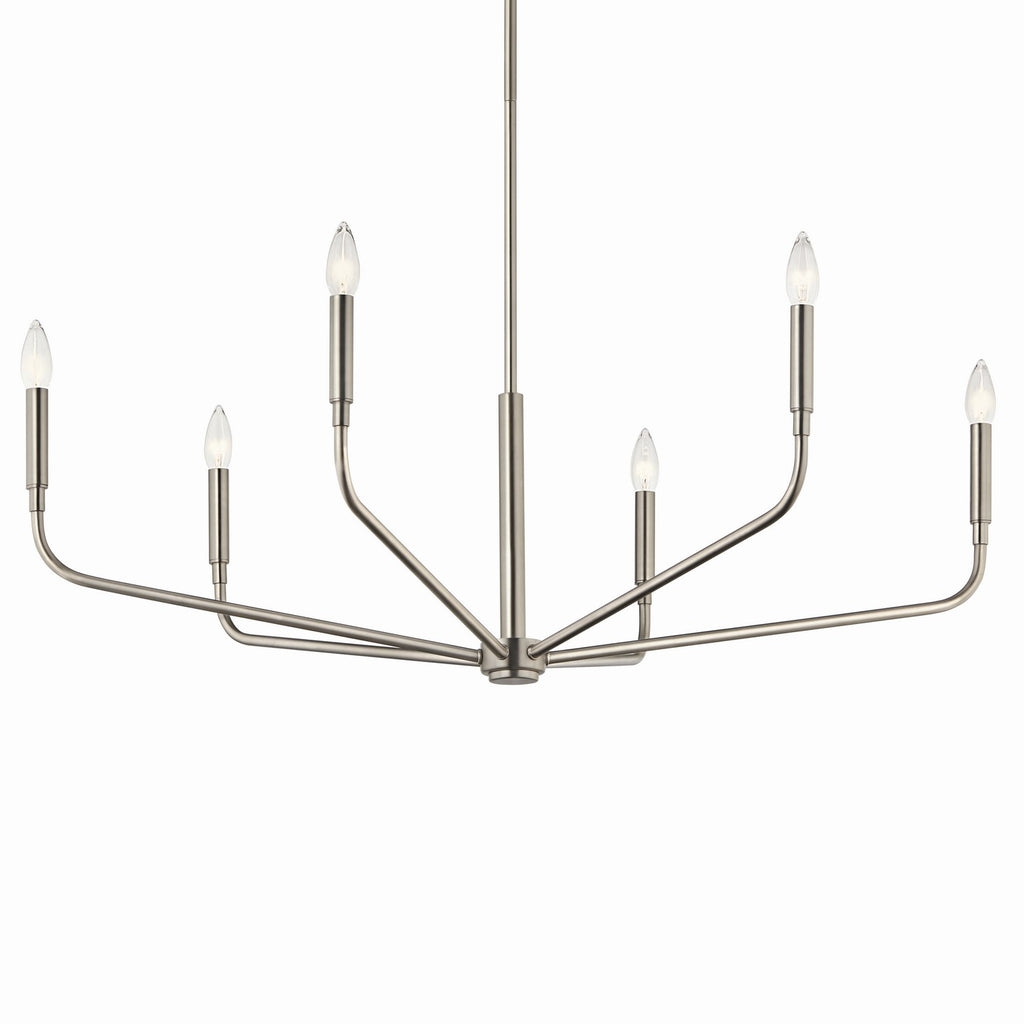 KICHLER 52719NI Madden 38 Inch 6 Light Chandelier In Brushed Nickel