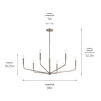 KICHLER 52719NI Madden 38 Inch 6 Light Chandelier In Brushed Nickel