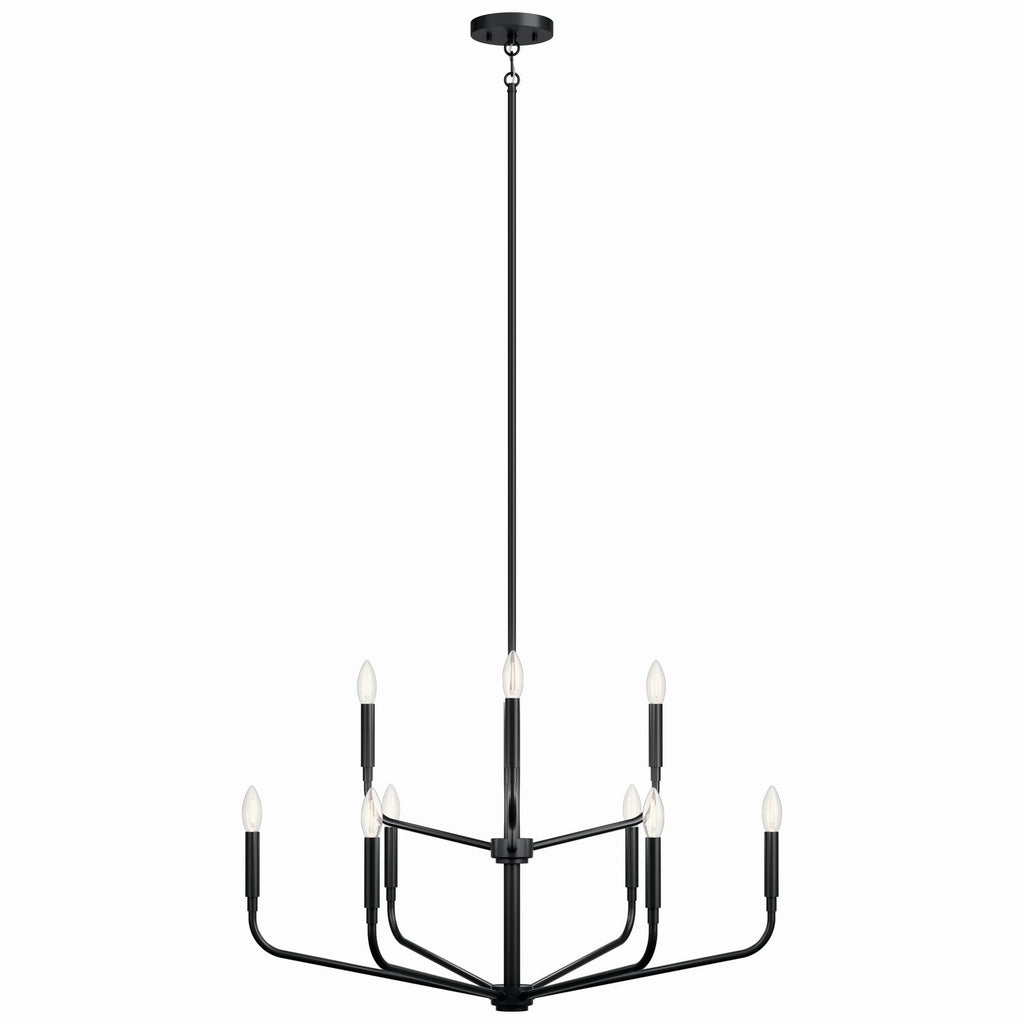 KICHLER 52720BK Madden 32 Inch 9 Light 2-Tier Chandelier In Black