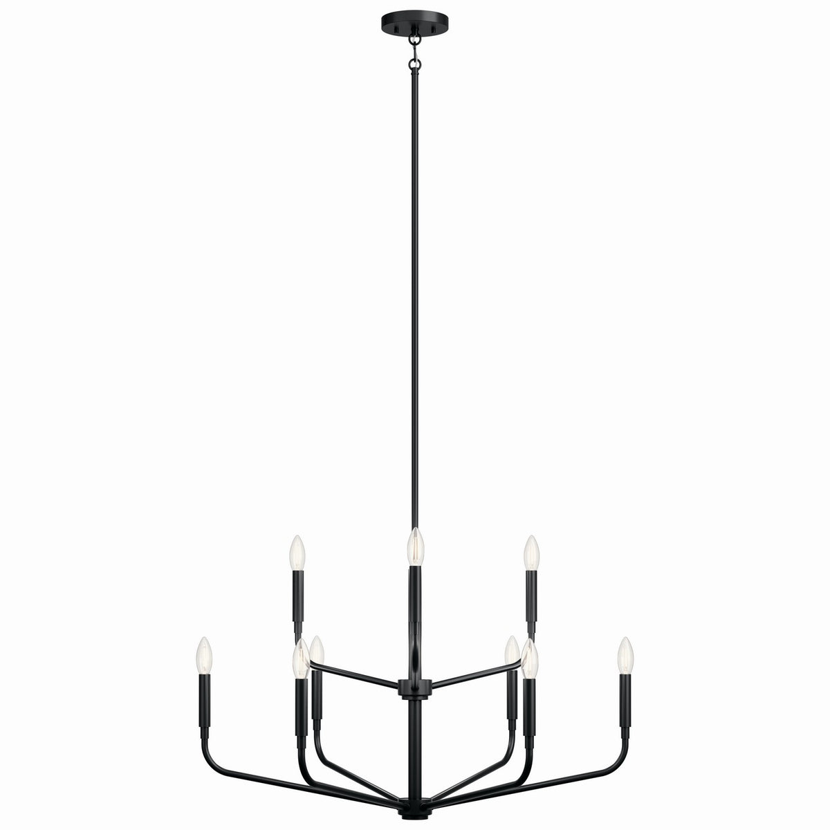 KICHLER 52720BK Madden 32 Inch 9 Light 2-Tier Chandelier In Black
