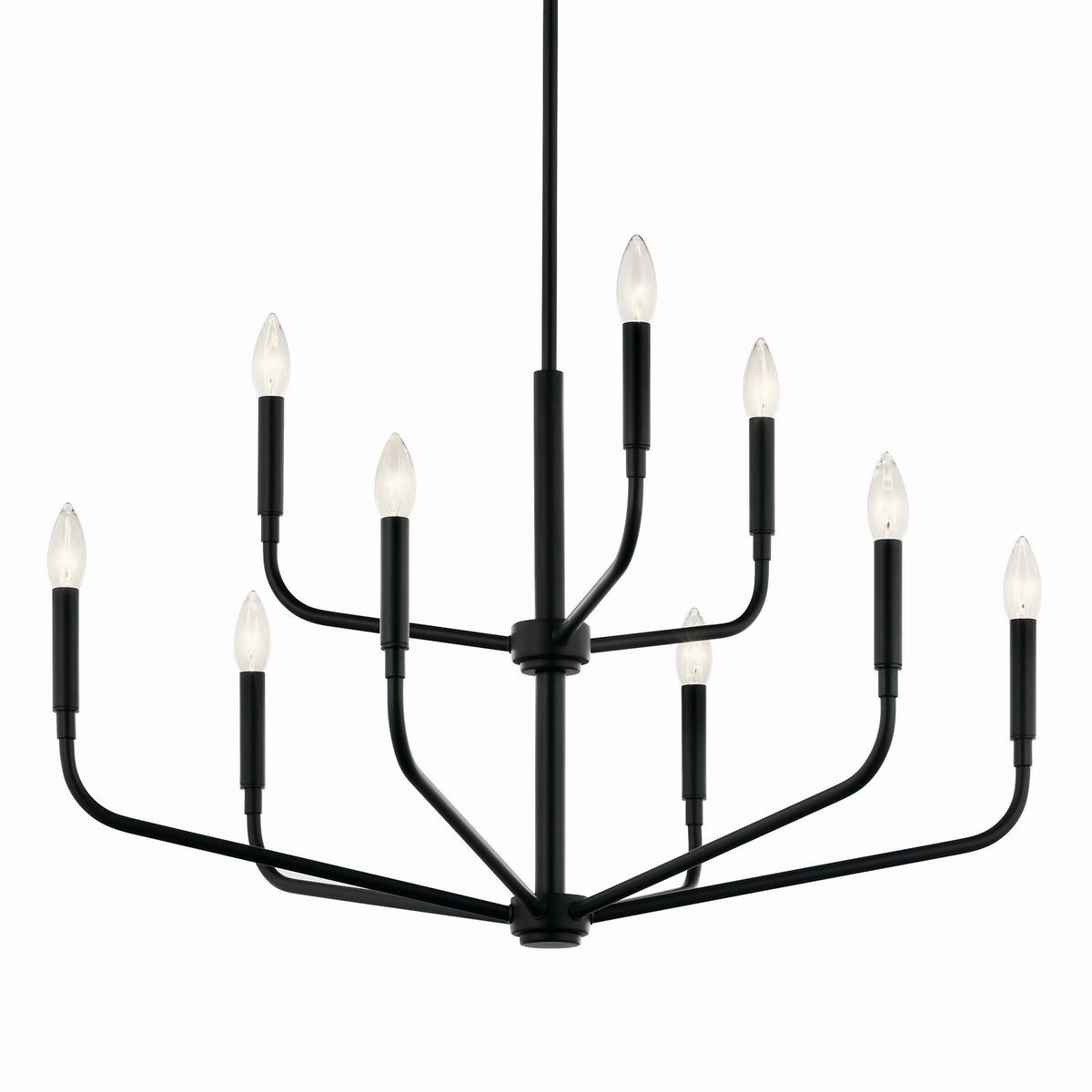 KICHLER 52720BK Madden 32 Inch 9 Light 2-Tier Chandelier In Black
