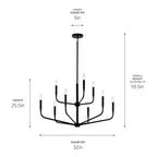 KICHLER 52720BK Madden 32 Inch 9 Light 2-Tier Chandelier In Black