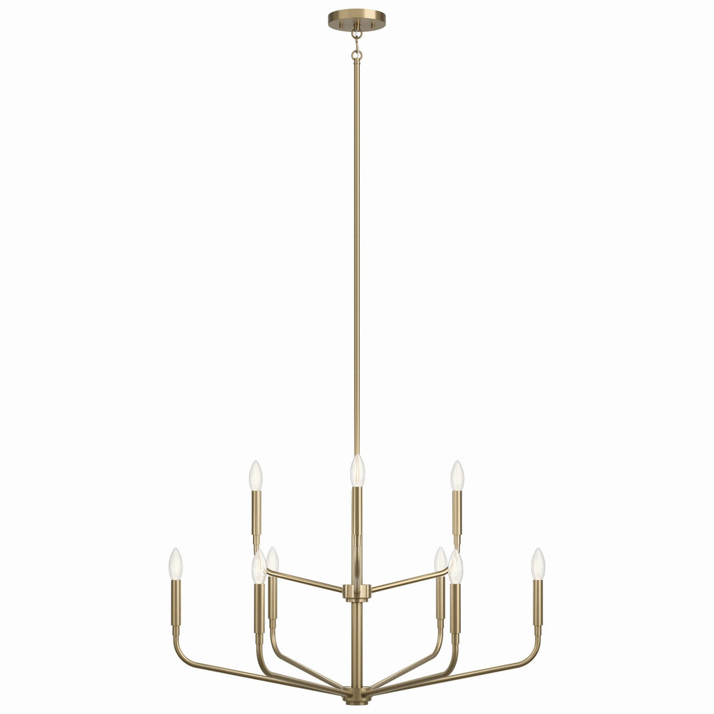 KICHLER 52720CPZ Madden 32 Inch 9 Light 2-Tier Chandelier In Champagne Bronze