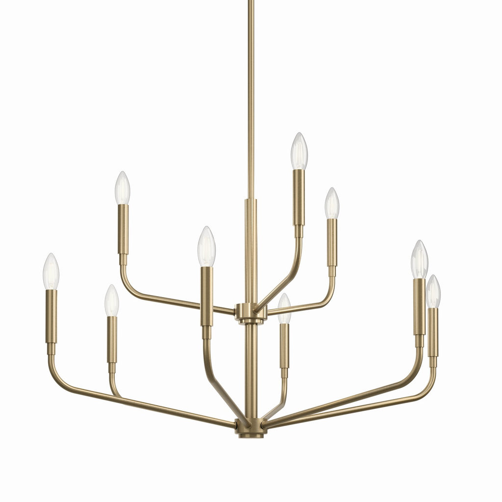 KICHLER 52720CPZ Madden 32 Inch 9 Light 2-Tier Chandelier In Champagne Bronze