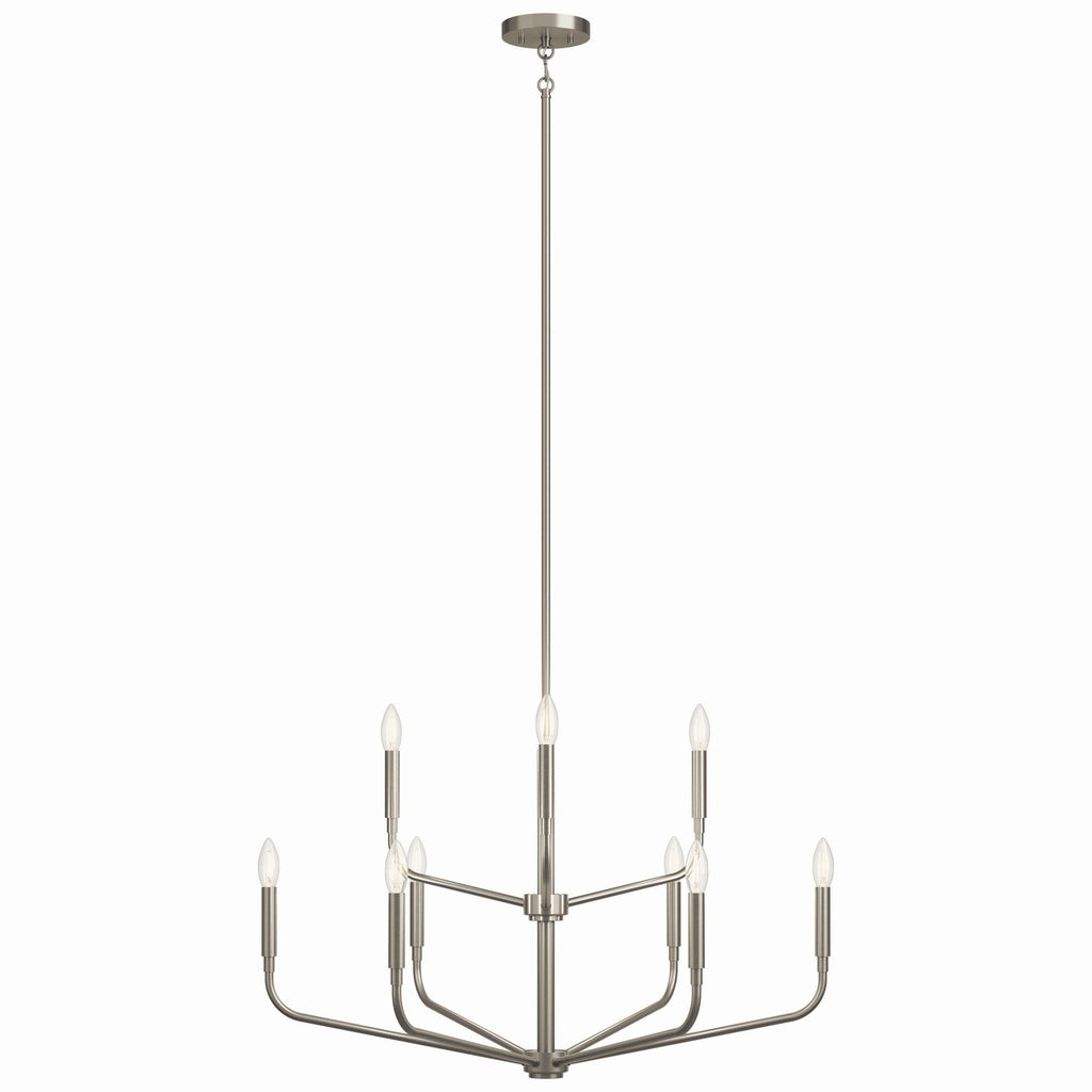 KICHLER 52720NI Madden 32 Inch 9 Light 2-Tier Chandelier In Brushed Nickel