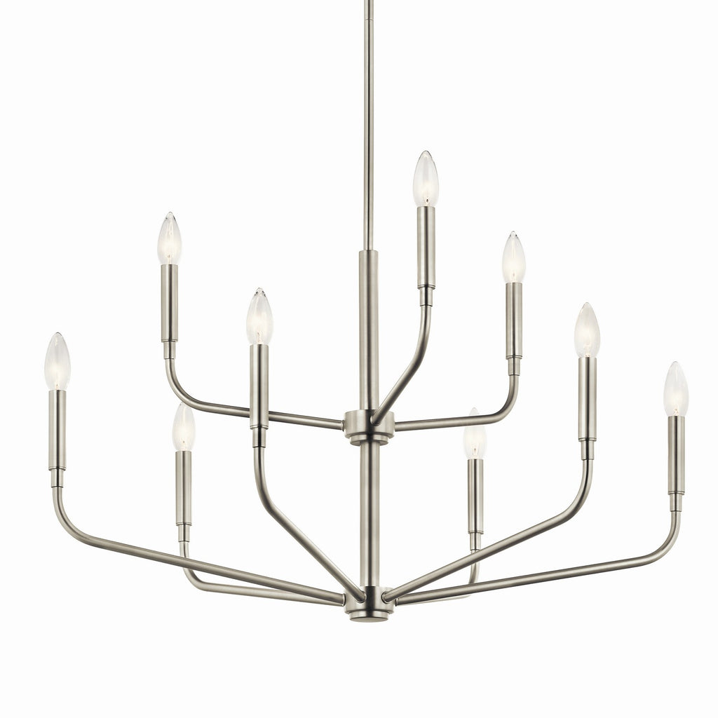 KICHLER 52720NI Madden 32 Inch 9 Light 2-Tier Chandelier In Brushed Nickel