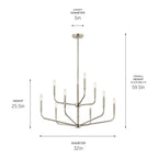 KICHLER 52720NI Madden 32 Inch 9 Light 2-Tier Chandelier In Brushed Nickel