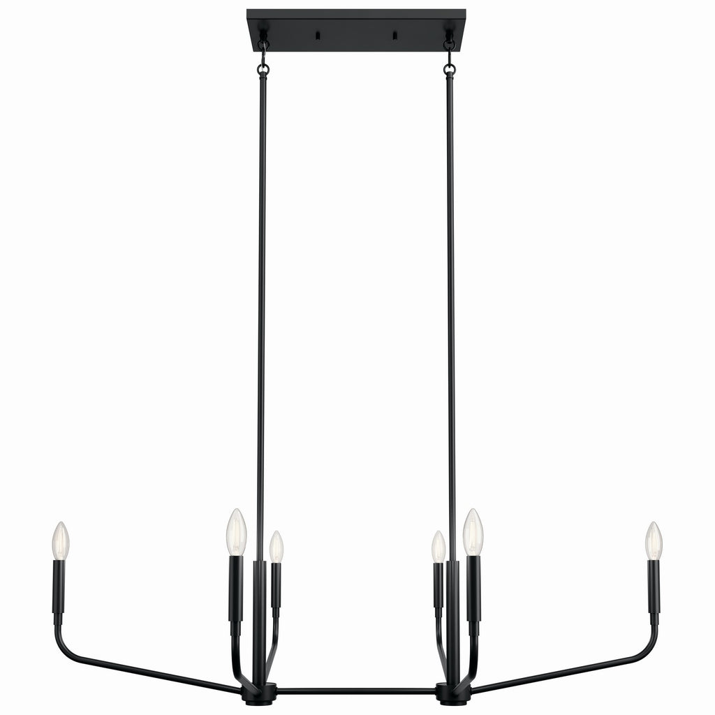 KICHLER 52721BK Madden 45 Inch 6 Light Linear Chandelier In Black