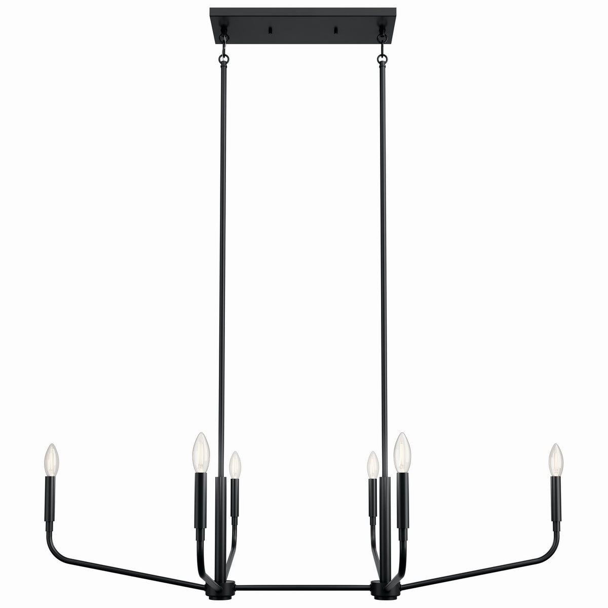 KICHLER 52721BK Madden 45 Inch 6 Light Linear Chandelier In Black