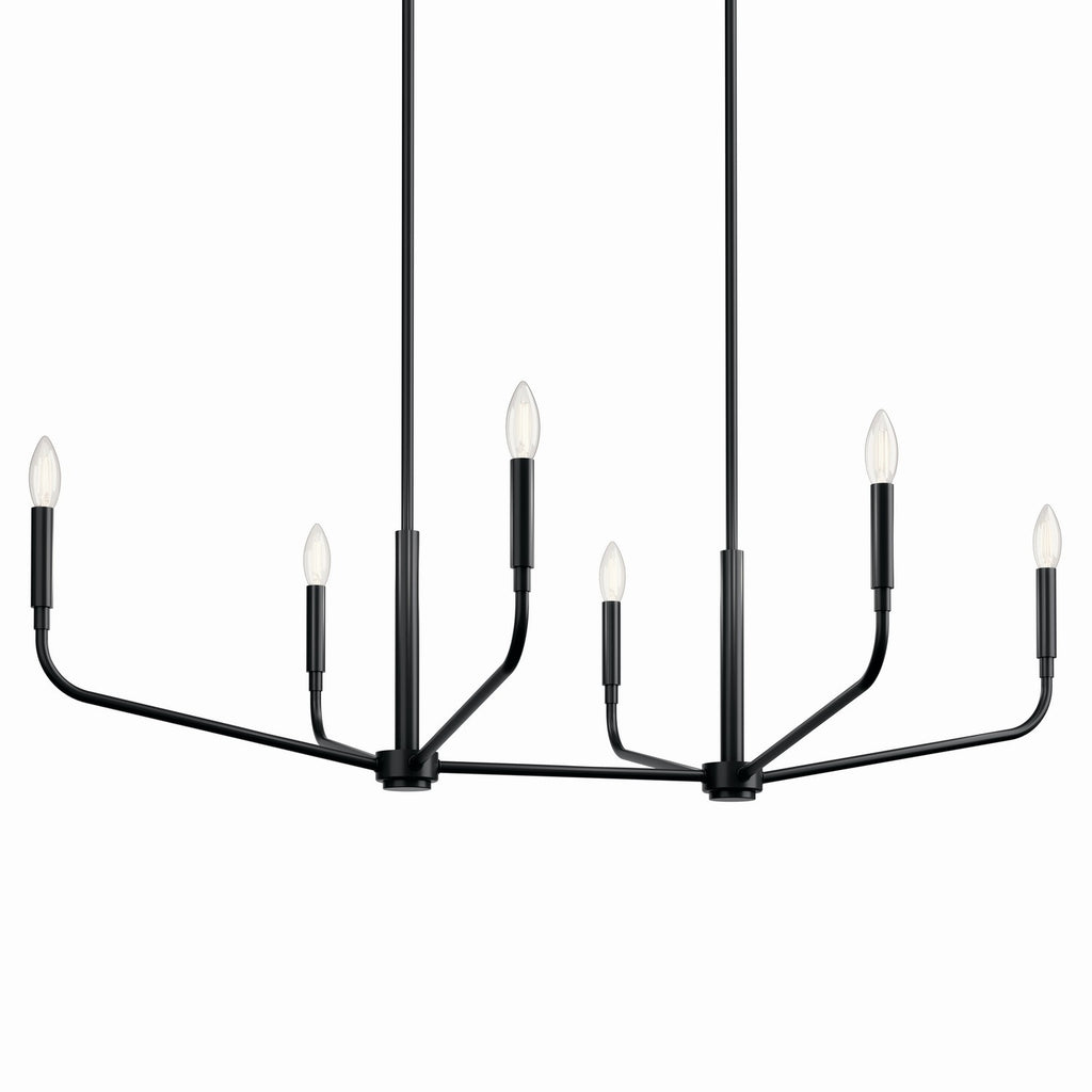 KICHLER 52721BK Madden 45 Inch 6 Light Linear Chandelier In Black