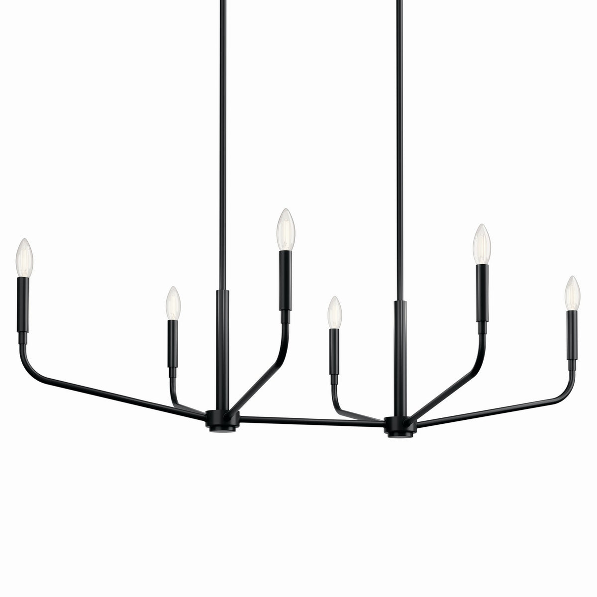 KICHLER 52721BK Madden 45 Inch 6 Light Linear Chandelier In Black