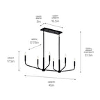 KICHLER 52721BK Madden 45 Inch 6 Light Linear Chandelier In Black