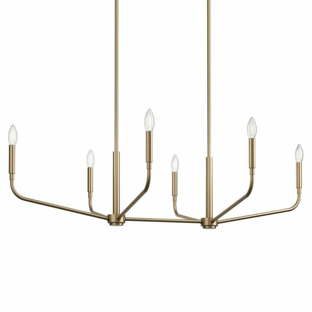 KICHLER 52721CPZ Madden 45 Inch 6 Light Linear Chandelier In Champagne Bronze