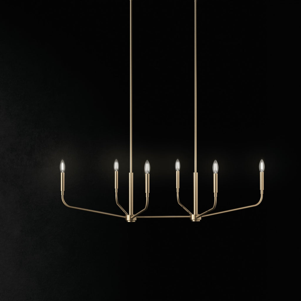 KICHLER 52721CPZ Madden 45 Inch 6 Light Linear Chandelier In Champagne Bronze