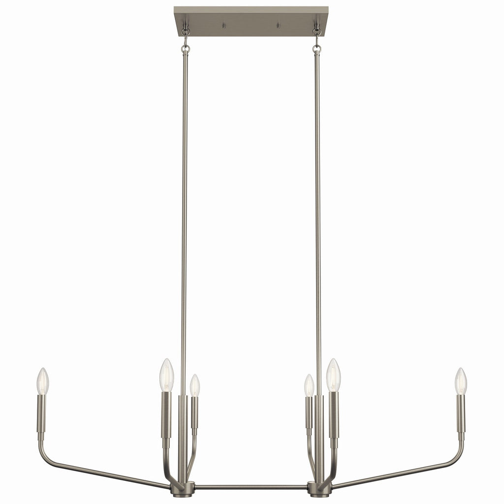 KICHLER 52721NI Madden 45 Inch 6 Light Linear Chandelier In Brushed Nickel