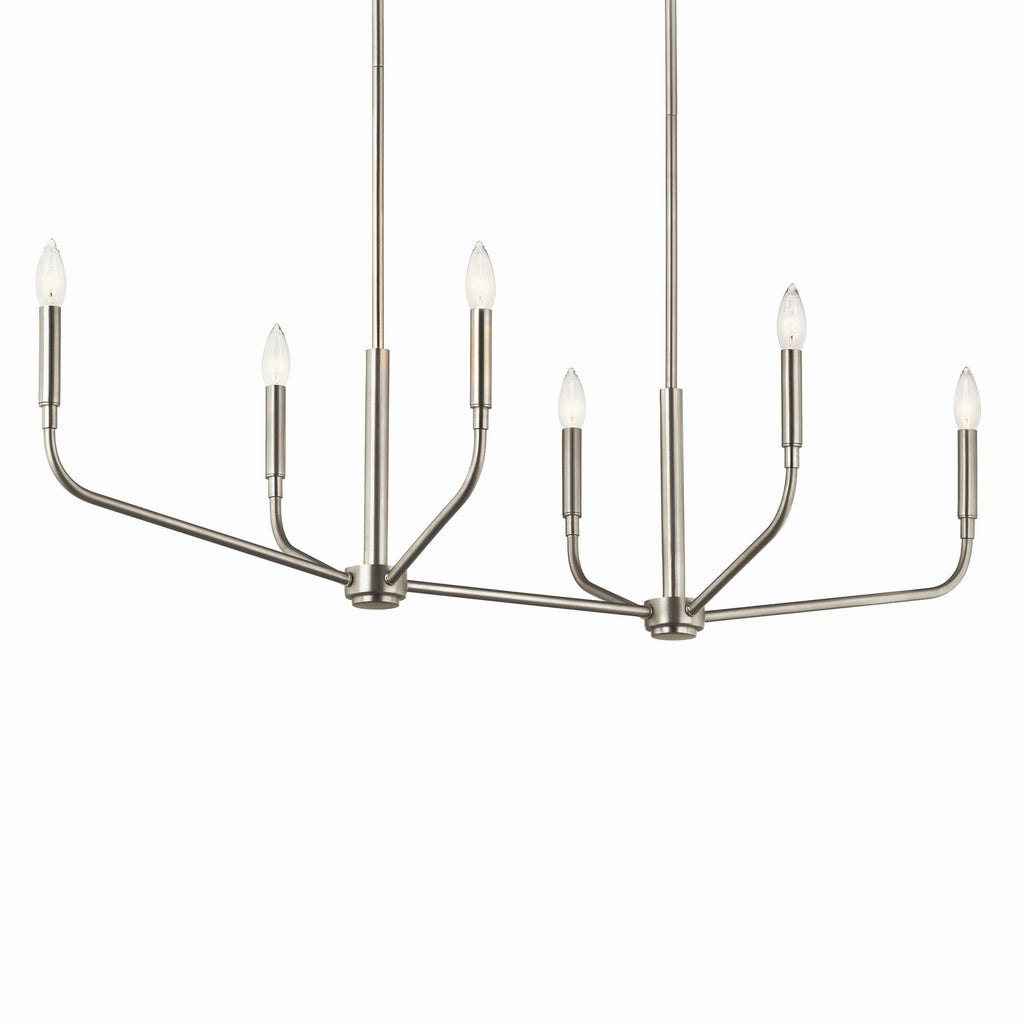 KICHLER 52721NI Madden 45 Inch 6 Light Linear Chandelier In Brushed Nickel