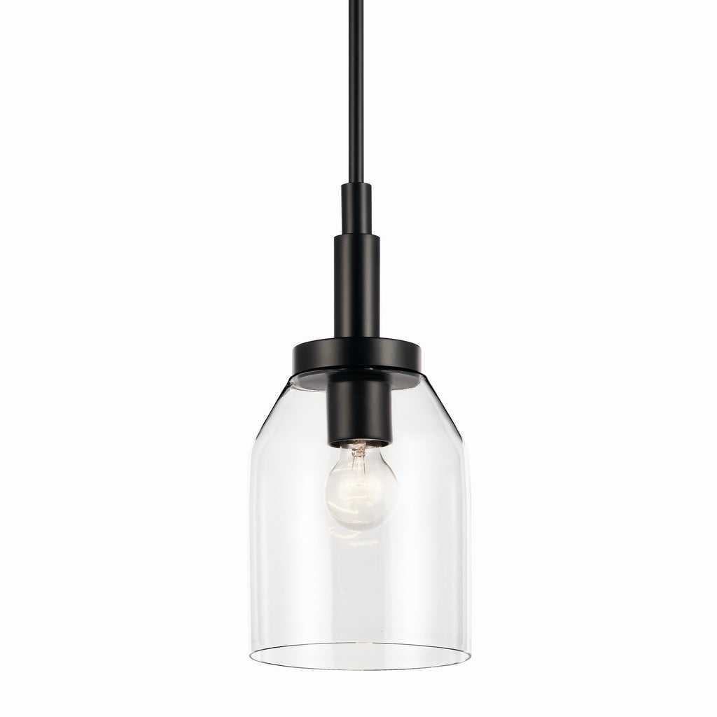 KICHLER 52725BK Madden 15 Inch 1 Light Mini Pendant With Clear Glass In Black