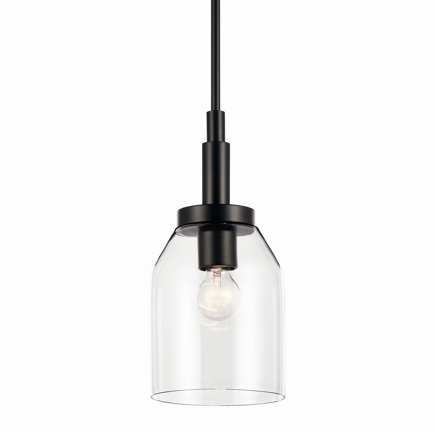 KICHLER 52725BK Madden 15 Inch 1 Light Mini Pendant With Clear Glass In Black