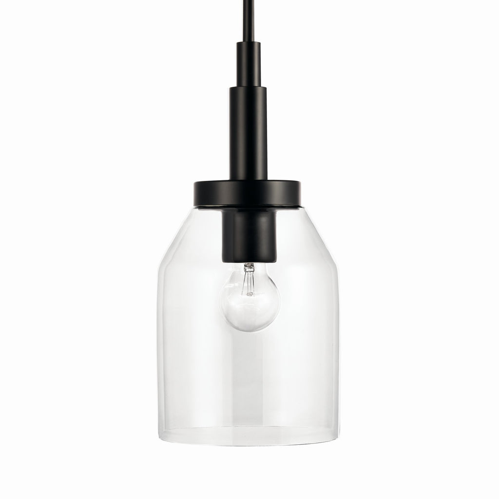 KICHLER 52725BK Madden 15 Inch 1 Light Mini Pendant With Clear Glass In Black