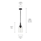 KICHLER 52725BK Madden 15 Inch 1 Light Mini Pendant With Clear Glass In Black