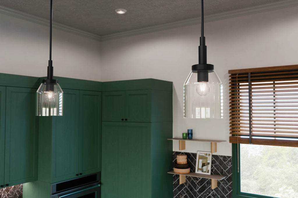 KICHLER 52725BK Madden 15 Inch 1 Light Mini Pendant With Clear Glass In Black