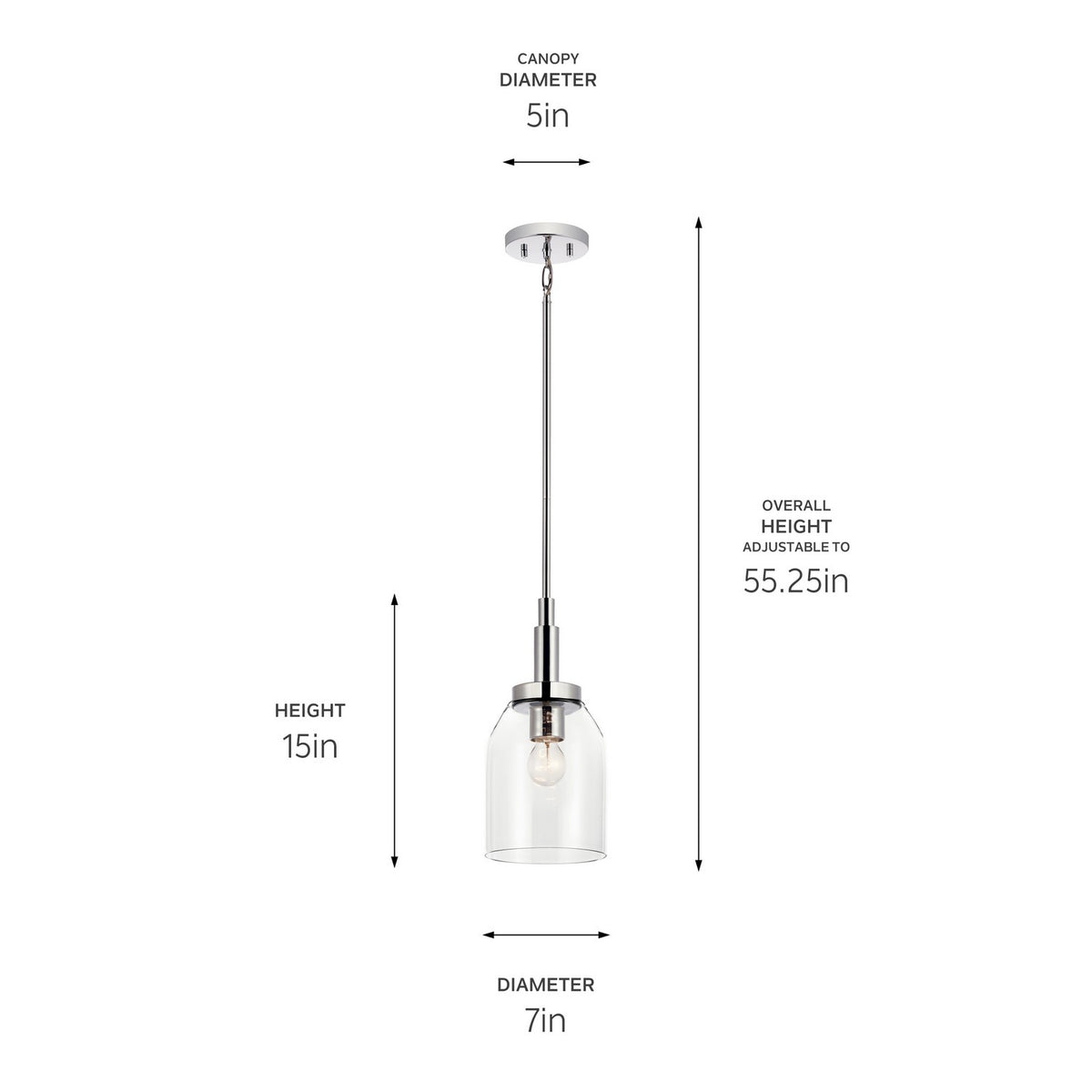KICHLER 52725CH Madden 15 Inch 1 Light Mini Pendant With Clear Glass In Chrome