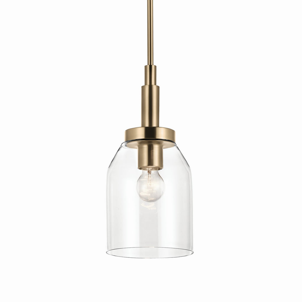 KICHLER 52725CPZ Madden 15 Inch 1 Light Mini Pendant With Clear Glass In Champagne Bronze