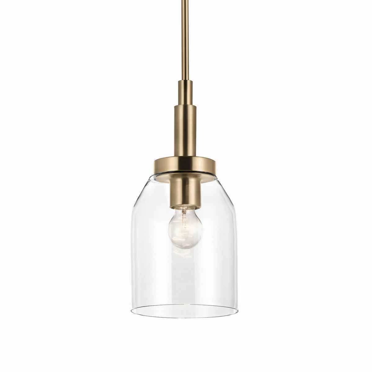 KICHLER 52725CPZ Madden 15 Inch 1 Light Mini Pendant With Clear Glass In Champagne Bronze