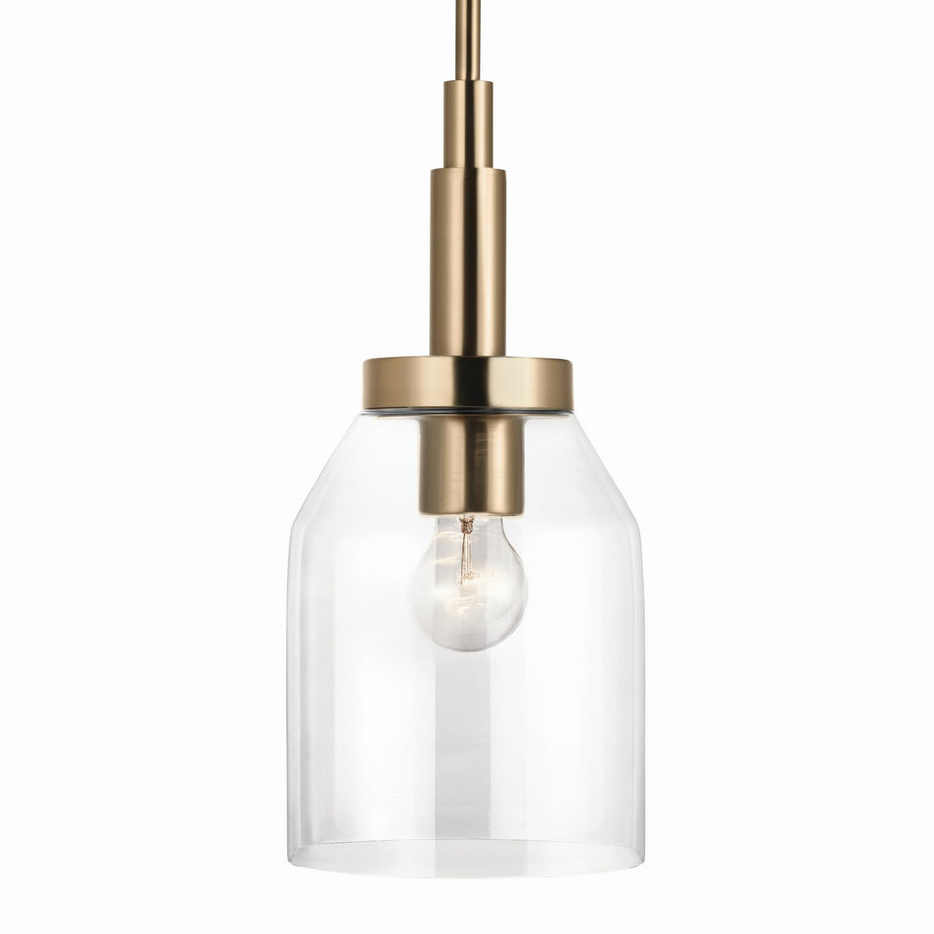 KICHLER 52725CPZ Madden 15 Inch 1 Light Mini Pendant With Clear Glass In Champagne Bronze