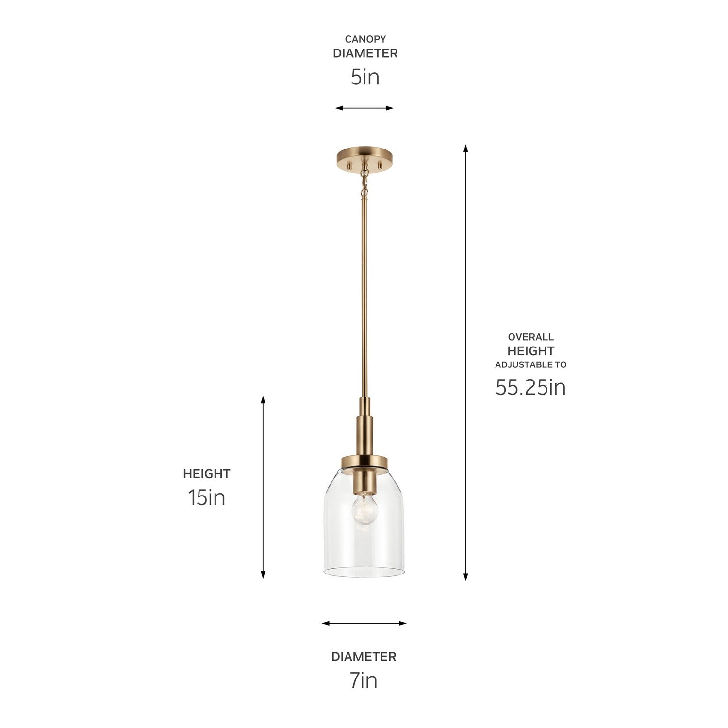 KICHLER 52725CPZ Madden 15 Inch 1 Light Mini Pendant With Clear Glass In Champagne Bronze