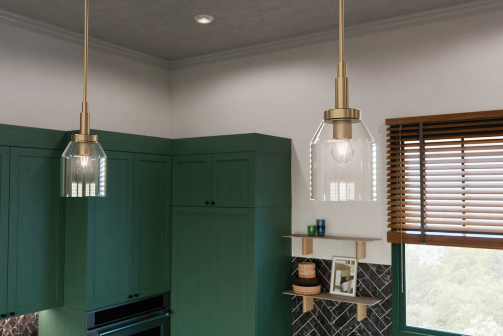 KICHLER 52725CPZ Madden 15 Inch 1 Light Mini Pendant With Clear Glass In Champagne Bronze