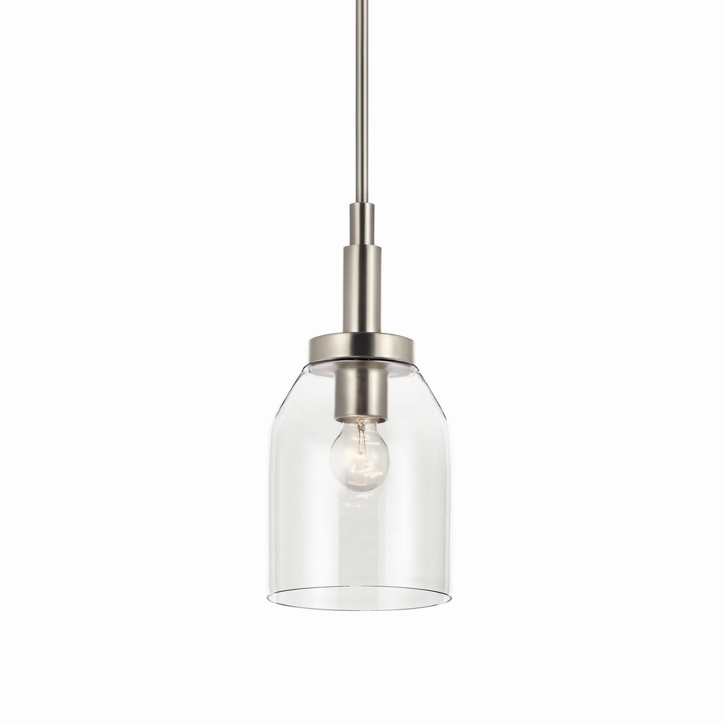 KICHLER 52725NI Madden 15 Inch 1 Light Mini Pendant With Clear Glass In Brushed Nickel