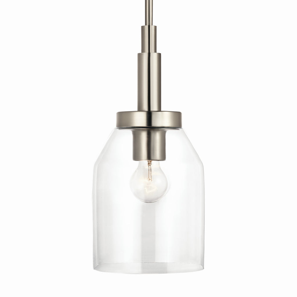 KICHLER 52725NI Madden 15 Inch 1 Light Mini Pendant With Clear Glass In Brushed Nickel