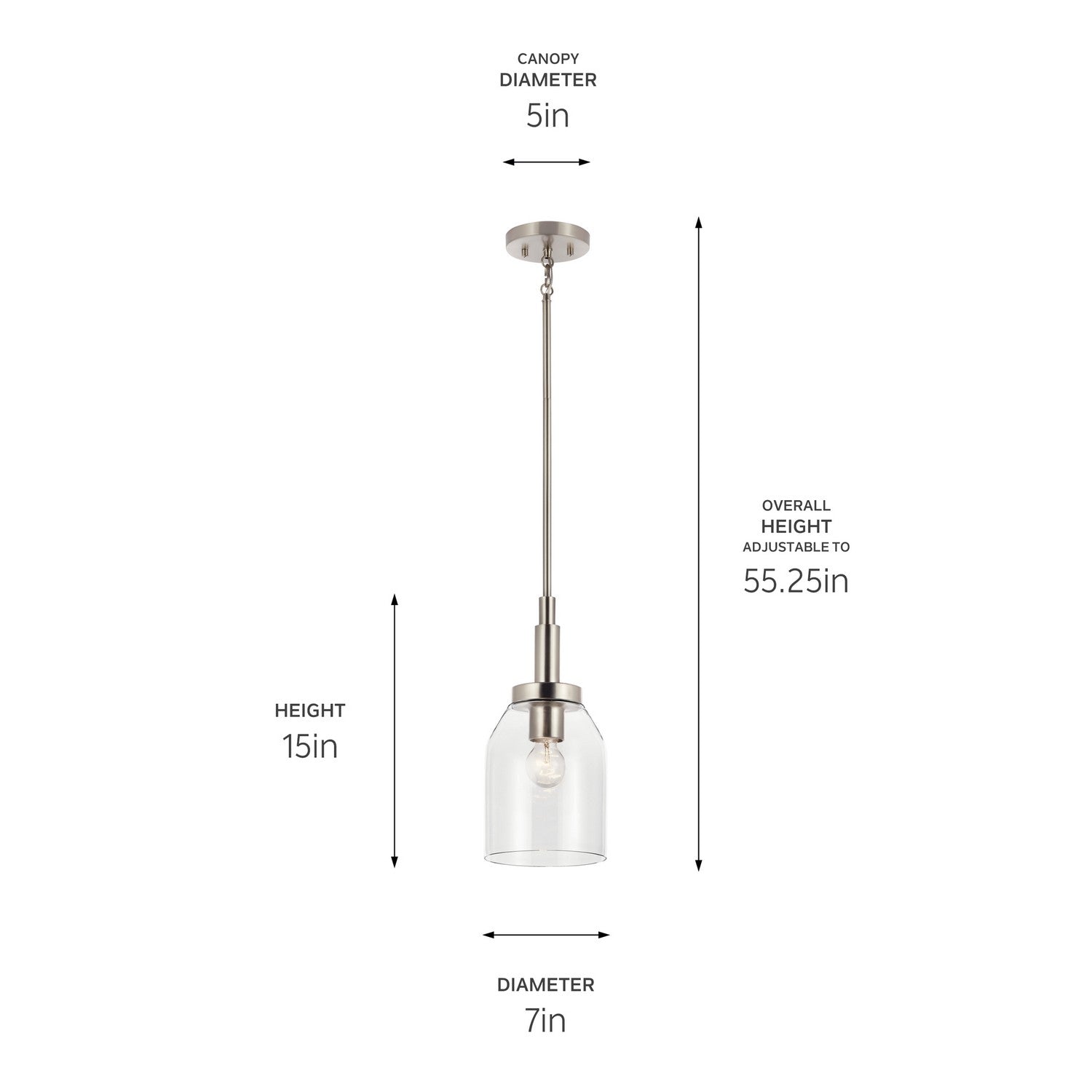 KICHLER 52725NI Madden 15 Inch 1 Light Mini Pendant With Clear Glass In Brushed Nickel