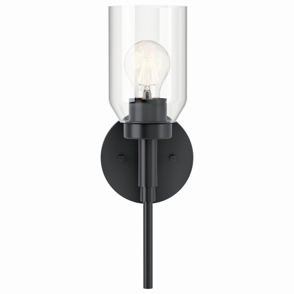 KICHLER 55183BK Madden 14.75 Inch 1 Light Wall Sconce With Clear Glass In Black