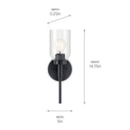 KICHLER 55183BK Madden 14.75 Inch 1 Light Wall Sconce With Clear Glass In Black