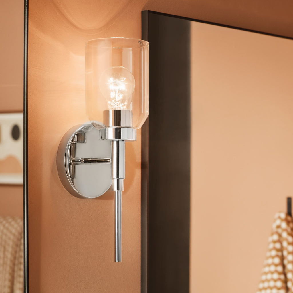 KICHLER 55183CH Madden 14.75 Inch 1 Light Wall Sconce With Clear Glass In Chrome