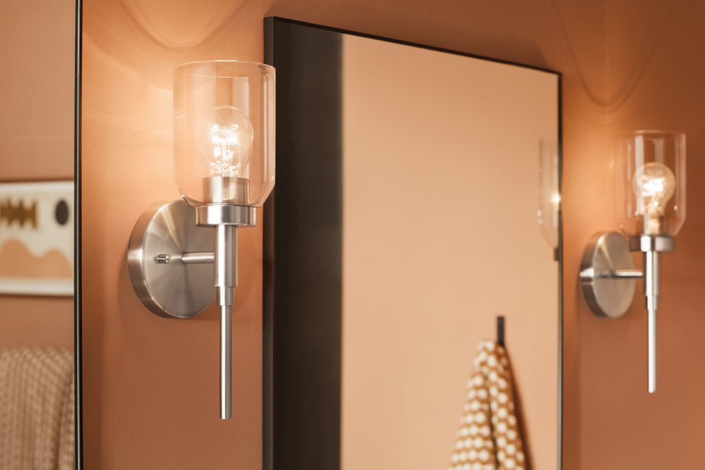 KICHLER 55183NI Madden 14.75 Inch 1 Light Wall Sconce With Clear Glass In Brushed Nickel