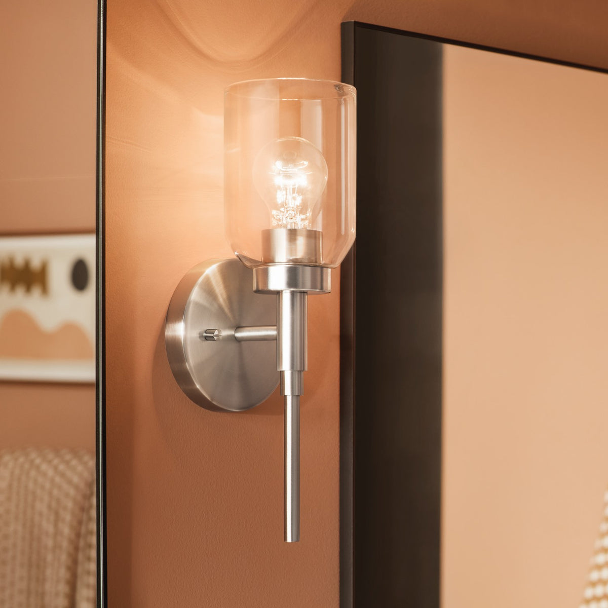 KICHLER 55183NI Madden 14.75 Inch 1 Light Wall Sconce With Clear Glass In Brushed Nickel