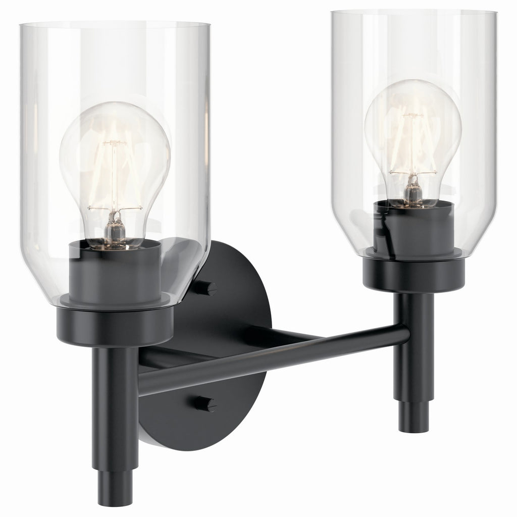 KICHLER 55184BK Madden 14.25 Inch 2 Light Vanity With Clear Glass In Black