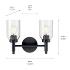 KICHLER 55184BK Madden 14.25 Inch 2 Light Vanity With Clear Glass In Black