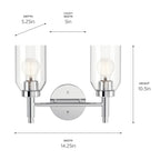 KICHLER 55184CH Madden 14.25 Inch 2 Light Vanity With Clear Glass In Chrome