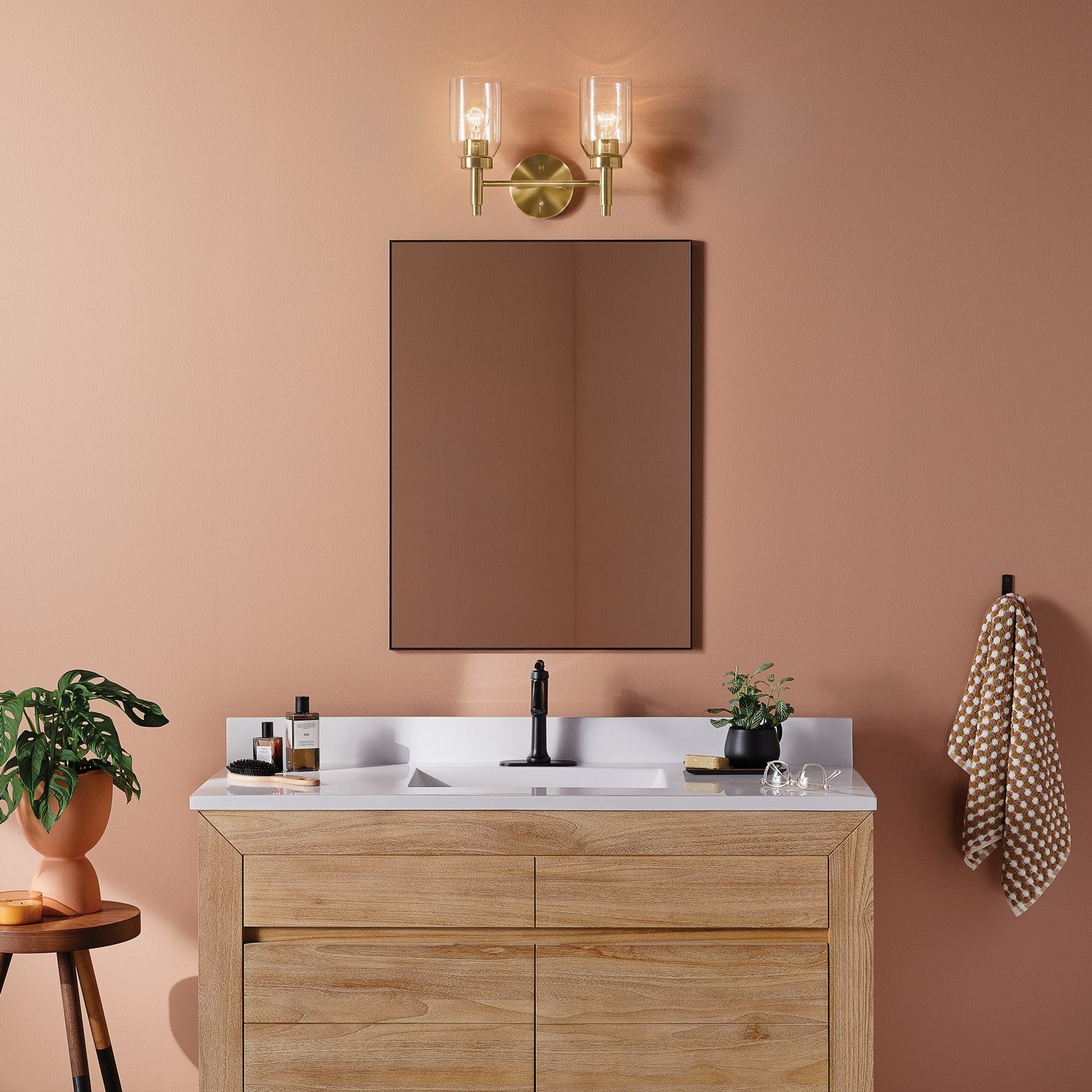 KICHLER 55184CPZ Madden 14.25 Inch 2 Light Vanity With Clear Glass In Champagne Bronze