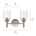 KICHLER 55184NI Madden 14.25 Inch 2 Light Vanity With Clear Glass In Brushed Nickel