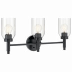 KICHLER 55185BK Madden 24 Inch 3 Light Vanity With Clear Glass In Black