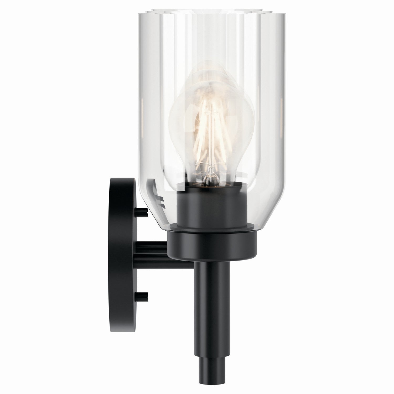 KICHLER 55185BK Madden 24 Inch 3 Light Vanity With Clear Glass In Black