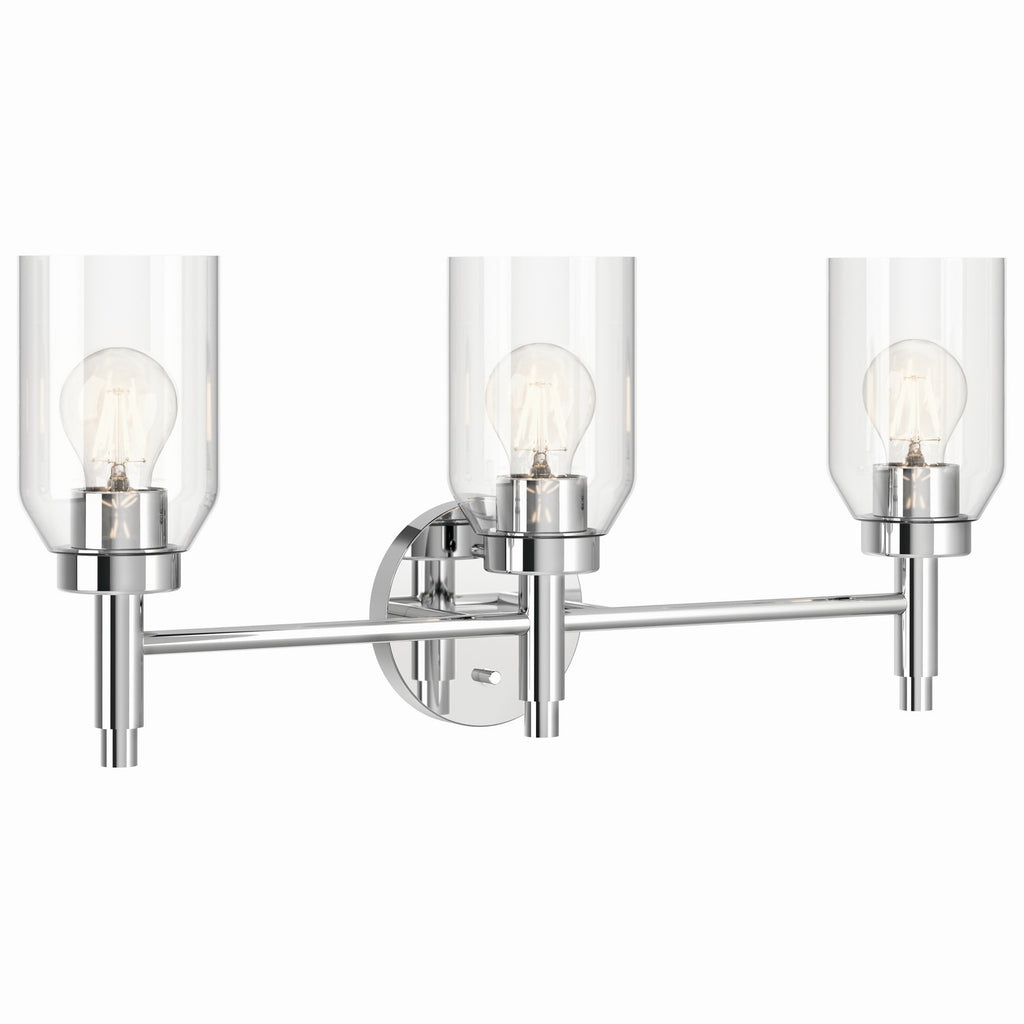 KICHLER 55185CH Madden 24 Inch 3 Light Vanity With Clear Glass In Chrome