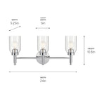 KICHLER 55185CH Madden 24 Inch 3 Light Vanity With Clear Glass In Chrome