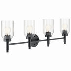 KICHLER 55186BK Madden 34 Inch 4 Light Vanity With Clear Glass In Black