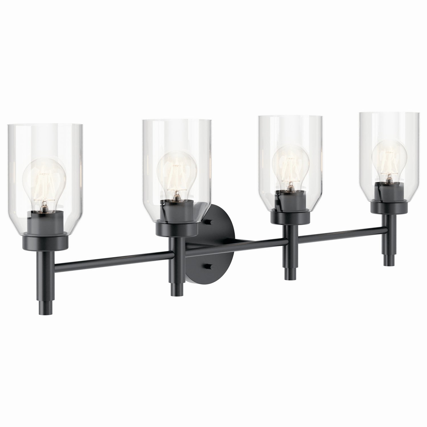 KICHLER 55186BK Madden 34 Inch 4 Light Vanity With Clear Glass In Black